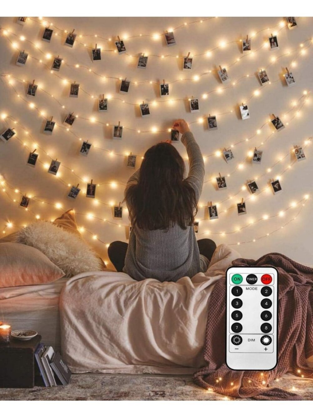 50 LED Photo Clip String Lights, 17ft Fairy Lights with Remote - 8 Modes for